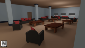Render del salón del barco