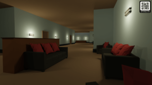 Render de un pasillo del barco